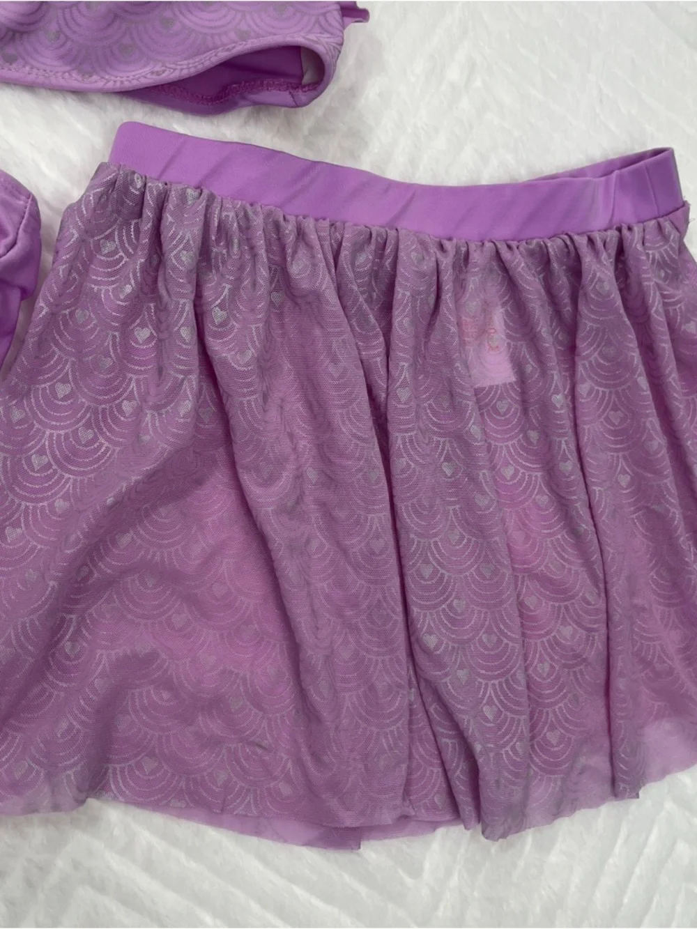 Lilac Girls 3-Piece Swim Set Purple Bikini Top Bottom Skirt medium cat & Jack